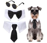 ZTUELIA Cat Dog Tuxedo Collar with Bow Tie Necktie and Decorative Glasses | Adjustable Size, Hook and Loop Closure, Handcrafted, for Cats Dogs Rabbits, Wedding Party Photoshoot Pet Formal Wear