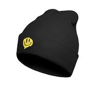 Ztuhjvy Smile Face Embroidered Beanie for Men Women - Unisex Black Skull Knit Hat Cap Knit Beanie Hat Winter Hats, Smiley4