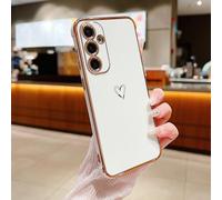 ZTUOK Compatible with Samsung Galaxy S23 FE Case for Women Girls, Electroplating Soft TPU Cover with Cute Love Heart Pattern Full-Around Protective Phone Case for Samsung Galaxy S23 FE 6.4"-White