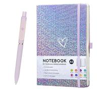 ZTUOK Glitter Laser A5 Notebook with Pen, Lined Journal A5 Notepad for Girls Women,Cute Bling Diary with Heart-Shaped College Ruled Hardcover Notebook for Work School, Note Taking, Business (Purple)