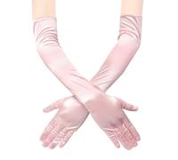 ZTVOWTO 1 Pair Women's Long Gloves, Stretchy Elbow Satin Gloves, Evening Gloves for Costumes, Opera, Bridal Party, Weddings and Proms(Pink)