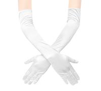 ZTVOWTO 1 Pair Women's Long Gloves, Stretchy Elbow Satin Gloves, Evening Gloves for Costumes, Opera, Bridal Party, Weddings and Proms(White)