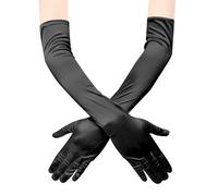 ZTVOWTO 1 Pair Women's Long Gloves, Stretchy Elbow Satin Gloves, Evening Gloves for Costumes, Opera, Bridal Party, Weddings and Proms(Black)