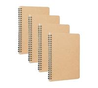 ZTVOWTO 4 Packs Kraft Cover Spiral Notepad A5 Grid Reporters Notebook Grid Paper 120 Pages/60Sheets Note Pad for Travel School and Office
