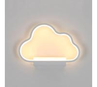 ZTWLEED 20W Indoor Wall Light, Minimalist Design Cloud Shape, Tri-Color Adjustable, RA≥85, Children's Bedroom Light (White)