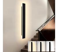 ZTWLEED 60CM Long Wall Light Interior,22W LED Wall Lamp Interior,RA≥80 Tricolor Lighting Mode Living Room Lamp,Black Wall Lamp for Living Room Bedroom Stairs Hallway AC220V