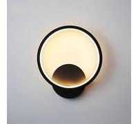 ZTWLEED Indoor LED Wall Light, 12 W 1400 LM Modern Wall Lamp, Three Modes Colour Temperature-3000 K/4000 K/6000 K, Black Round Wall Light for Bedroom, Living Room, Hallway, Staircase, Diameter 20 cm
