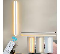 ZTWLEED Indoor LED Wall Light with Remote Control 2.4G, 22W 1632LM Dimmable Lamp 3000K-6000K, 60 cm, White Modern Lamp for Living Room, Bedroom, Corridor, Staircase, AC 220 V