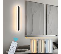 ZTWLEED LED Wall Light Indoor,12W Wall Lamp Modern Dimmable Wall Lamp Strip with Remote Control 2.4GHz,Long Wall Sconce Lights for Bedroom Living Room Corridor Stair 40CM Black