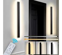 ZTWLEED LED Wall Light Indoor,22W Wall Lamp Modern Dimmable Wall Lamp Strip with Remote Control 2.4GHz,Long Wall Sconce Lights for Bedroom Living Room Corridor Stair 60CM Black