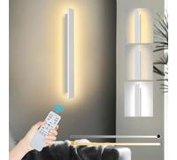 ZTWLEED LED Wall Light Indoor,22W Wall Lamp Modern Dimmable Wall Lamp Strip with Remote Control 2.4GHz,Long Wall Sconce Lights for Bedroom Living Room Corridor Stair 60CM White