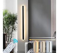 ZTWLEED LED Wall Light Indoor,32W Wall Lamp Modern Dimmable Wall Lamp Strip with Remote Control 2.4GHz,Long Wall Sconce Lights for Bedroom Living Room Corridor Stair 80CM Black