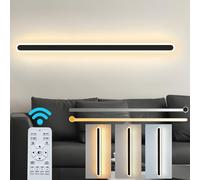 ZTWLEED LED Wall Light Indoor,38W Wall Lamp Modern Dimmable Wall Lamp Strip with Remote Control 2.4GHz,Long Wall Sconce Lights for Bedroom Living Room Corridor Stair 100CM Black