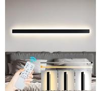 ZTWLEED LED Wall Light Indoor,38W Wall Lamp Modern Dimmable Wall Lamp Strip with Remote Control 2.4GHz,Long Wall Sconce Lights for Bedroom Living Room Corridor Stair 100CM Black
