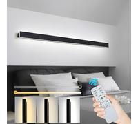 ZTWLEED LED Wall Light Indoor,44W Wall Lamp Modern Dimmable Wall Lamp Strip with Remote Control 2.4GHz,Long Wall Sconce Lights for Bedroom Living Room Corridor Stair 120CM Black