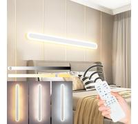 ZTWLEED LED Wall Light Indoor,44W Wall Lamp Modern Dimmable Wall Lamp Strip with Remote Control 2.4GHz,Long Wall Sconce Lights for Bedroom Living Room Corridor Stair 120CM White