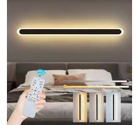 ZTWLEED LED Wall Light Indoor,44W Wall Lamp Modern Dimmable Wall Lamp Strip with Remote Control 2.4GHz,Long Wall Sconce Lights for Bedroom Living Room Corridor Stair 120CM Black