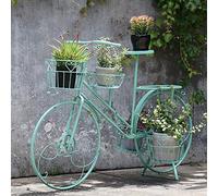 ZTZBFGM Green, Plant Stand Flower Pot Cart Holder Bicycle Holder Wrought Iron Planter Display Rack with 4 Baskets Outdoor Garden Plant Holder for Home Deck Garden Patio