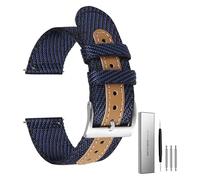 ZTZTZ Watch Stra 18mm 20mm 22mm Nylon Canvas Watch Strap Quick Release Leather Women Men Universal Wristband Accessories nylon watch strap(Blue,20mm)