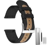 ZTZTZ Watch Stra 18mm 20mm 22mm Nylon Canvas Watch Strap Quick Release Leather Women Men Universal Wristband Accessories nylon watch strap(Green,22mm)