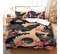 ZUAKLEVCV 3D Printed 3 Pcs Duvet Cover Bedding Set Dragon 100% Microfiber Quilt Cover/Comforter Cover with Pillow Cases And Zipper Closure for Boys Girls Double Single(140x200cm)
