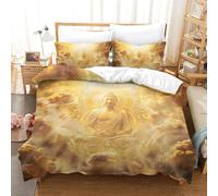 ZUAKLEVCV 3D Printing Duvet Cover Set Buddha Statue Comforter Cover With Pillow Cases Set Bedding Cover for Women & Men’s Child Bedroom, Guestroom Double（200x200cm）