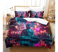 ZUAKLEVCV 3D Printing Duvet Cover Set Buddha Statue Comforter Cover With Pillow Cases Set Bedding Cover for Women & Men’s Child Bedroom, Guestroom Double（200x200cm）