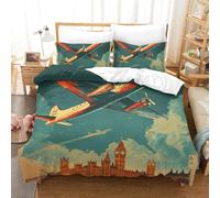 ZUAKLEVCV 3D Printing Duvet Cover Set Passenger Aircraft Comforter Cover With Pillow Cases Set Bedding Cover for Women & Men’s Child Bedroom, Guestroom Double(200x200cm)