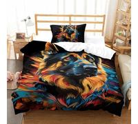 ZUAKLEVCV German Shepherd Bedding Set 3D Printed Duve Cover with Hidden Zipper Closure Soft Microfiber Quilt Cover 2 Pieces for Boys Girls Adults Single(135x200cm)