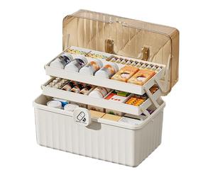 Zuasdvnk 3 Tiers Medicine Box First Ai_d Box Portable Medicine Chest Folding Storage Organizer Box, 32 x 17 x 22 cm