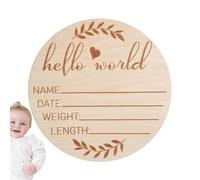 Zuasdvnk Birth Announcement Sign for Hospital - 5.9 Inch Round Wooden Baby Nursery Name Signs - Unique Baby Name Announcement Sign for Welcome Baby Come