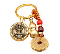 Zuasdvnk Chinese for Wealth and Success with Wu Lou Brass Lucky Five Emperor Money Keychain Pendant Chinese