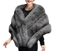 Zuasdvnk Faux Furs Wrap Shawl Women's Large Cape Stole Bridal Bridesmaids Shrug for Winter Wedding Evening Christmas Halloween Party Mother of The Bride