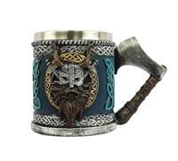 Zuasdvnk Gothic Axe Mug, 450ml Stainless Steel Horn Skull Beer Cup, Gothic Skull Tankard, Drinking Cup for Coffee/Beverage/Juice Gift for Men