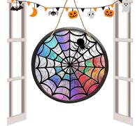 Zuasdvnk Halloween Spider Web Ornament | Acrylic Spider Webs Charm for Window,Halloween Spider Web Ornaments for Window Sill, Yard Or Gardens