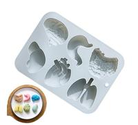 Zuasdvnk Organ Molds Silicone, Human Heart Brain Chocolate Mould, 6-Cavity Baking Mold Moulds for Chocolate Fondant Cake Decoration Pudding Jelly Candy Dessert