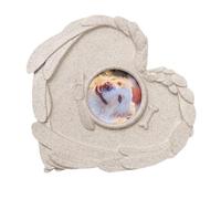 Zuasdvnk Pet Grave Stone, Remembrance Garden Stone, Heart Shape Cemetery Marker with Photo Frame, Sympathy Memorial for Funeral Decorations