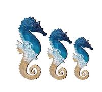 Zuasdvnk Seahorse Wall Art, Sea Life Wall Art | Wooden Beach Theme Decoration, Farmhouse Decor for Garden Fence, Patio, Bathroom, Backyard