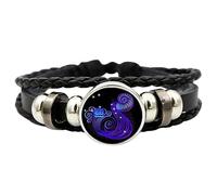 Zuasdvnk Zodiacs Signs Spirit Bracelet - Multilayer Adjustable 12 Constellation Zodiacs PU Leather Bracelet - Manifestation Bracelets Jewelry Gift for Women and Man