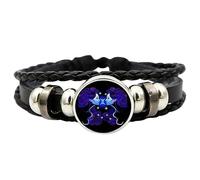 Zuasdvnk Zodiacs Signs Spirit Bracelet - Multilayer Adjustable 12 Constellation Zodiacs PU Leather Bracelet - Manifestation Bracelets Jewelry Gift for Women and Man