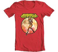 ZUAXUG Barbarella T Shirt Retro sci fi Movie Vintage Science Fiction Graphic tee Fonda Red