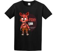 ZUAXUG Five Night's at Freddy's Foxy Printing Custom Cotton Round Neck Shirt for Men T Shirt Black
