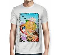 ZUAXUG Gown Ren & Stimpy Friend Fear and Loathing in Las Vegas Parody White T-Shirt White