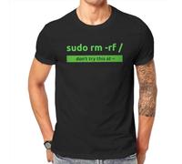 ZUAXUG Sudo Programming Command Men Tshirt Linux Operating System Tux Penguin Crewneck Tops 100% Cotton T Shirt Humor Gift Idea Black