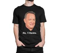 ZUAXUG Tom Hanks 'No Thanks' Funny T-Shirt, Black