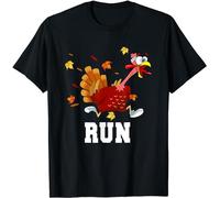 ZUAXUG Turkey Run Costume Thanksgiving Running Turkey Trot T-Shirt Black