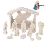 Zubebe 12 Pcs DIY Christmas Nativity Character Ornaments Ready to Paint Mini Jesus Figures Mini Paintable Nativity Figurines Nativity Set Christ Birth of Jesus Nativity Scene Decoration