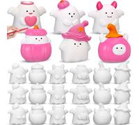 Zubebe 18 Pcs Ready to Paint Halloween Ghost Ceramic Figurines Bulk Paint Your Own 3D Spooky Ghost Ornaments Unpainted DIY Crafts Scary Plaster Statue for Gift Props Home Tabletop Decorations