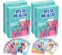 Zubebe 4 Sets Card Game, Go Fish, Old Maid,Animal Playing Cards, Educational Games for Family Game Night, Great Gift for Birthday Holiday Easter Basket Stuffers (Old Maid Theme)