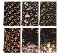 Zubebe 6 Pcs Mushroom Kitchen Towel Set - Vintage Black Dish Towels 18 x 28 Inch - Poster Style Hand Towels - Colorful Rustic Tea Towels for Cooking Baking - Housewarming Gift